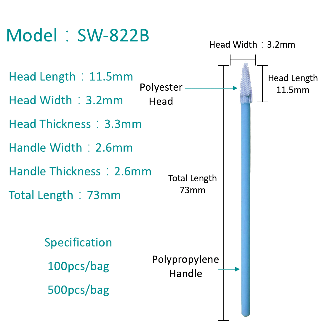 SW-822B Vysoký absorpční polyesterový výtěr